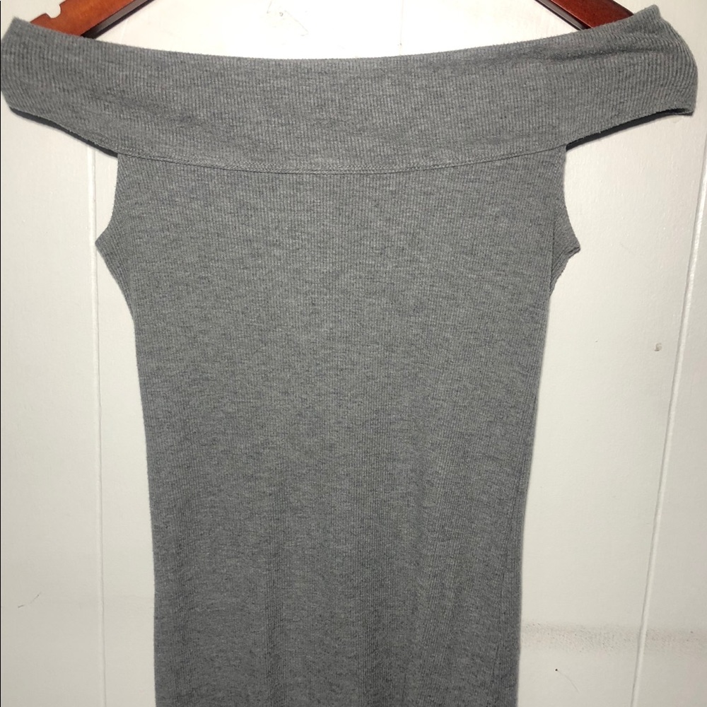 Off-the-shoulder grey top